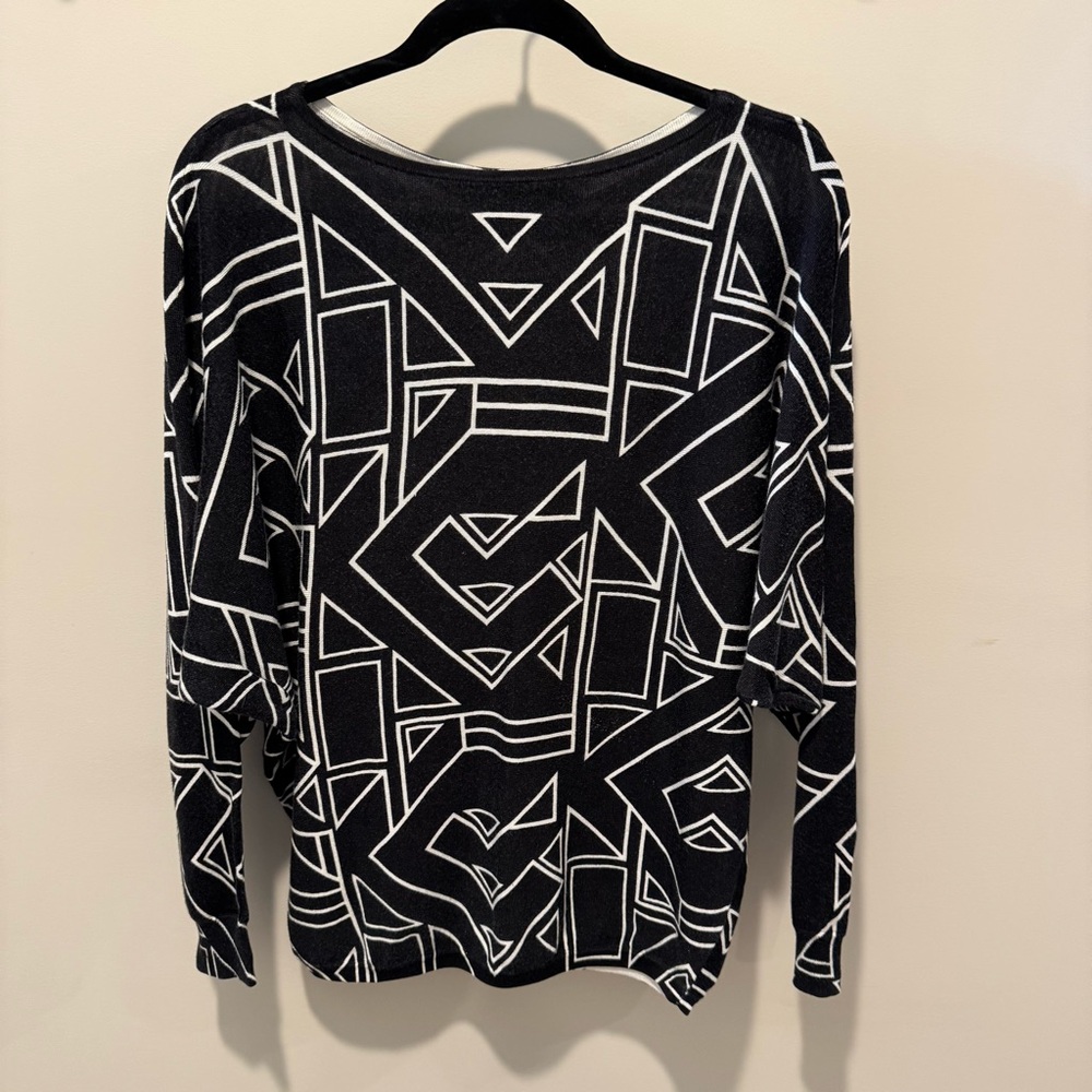 Ralph Lauren Black and White Geometric Blouse‎